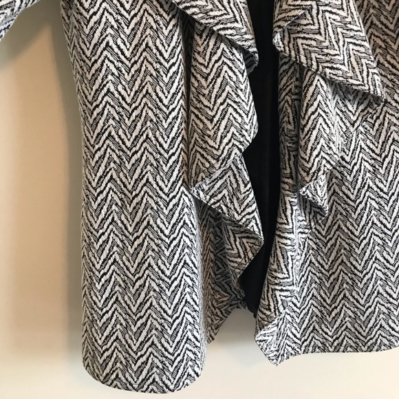 Calvin Klein Cascade Front Knit Blazer Black White - Picture 4 of 7